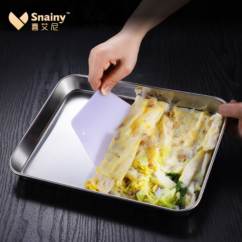 304 Stainless Steel Sausage Powder Steaming Pan Rectangular powder tray Home Small Intestine Powder Tool Suit Flat Bottom Plate
