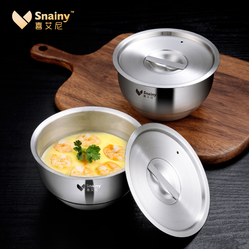 304 Stainless Steel Baby Steamed Egg Bowl With Lid Home Water Steamed Egg Special Steamed Chicken Egg Spoon Bowl Steamed Rice Bowl Stew Bowl
