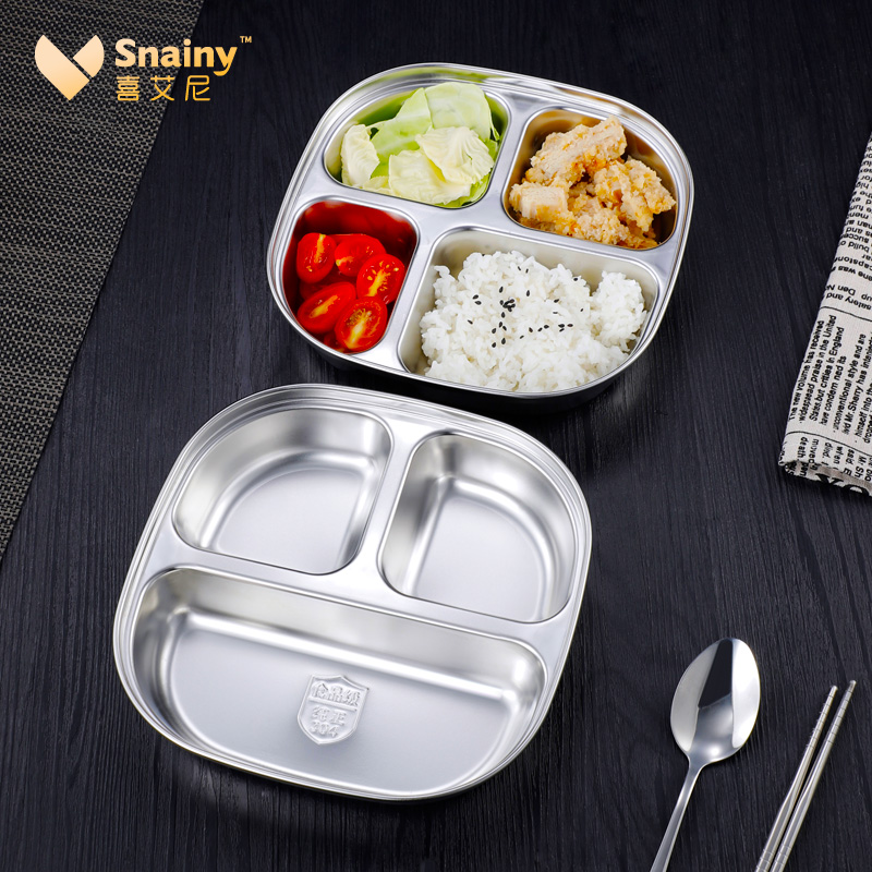 304 stainless steel children's divided meal plate cartoon baby family with meal separation plate kindergarten break cutlery