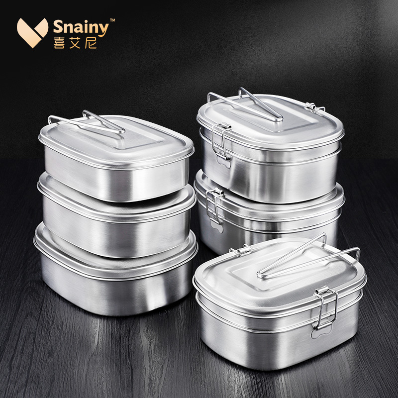 304 stainless steel lunch box double rectangular with lid on box office for office students to beat meal kit old stainless steel lunch box