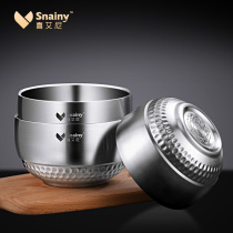 304 stainless steel bowl with cover household eating childrens small bowl Double anti-scalding single rice bowl Baby tableware soup bowl