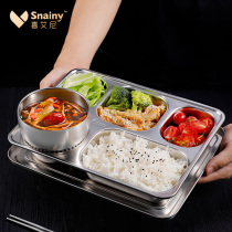 304 stainless steel fast food plate grid plate Household meal plate Childrens adult meal plate student canteen tableware
