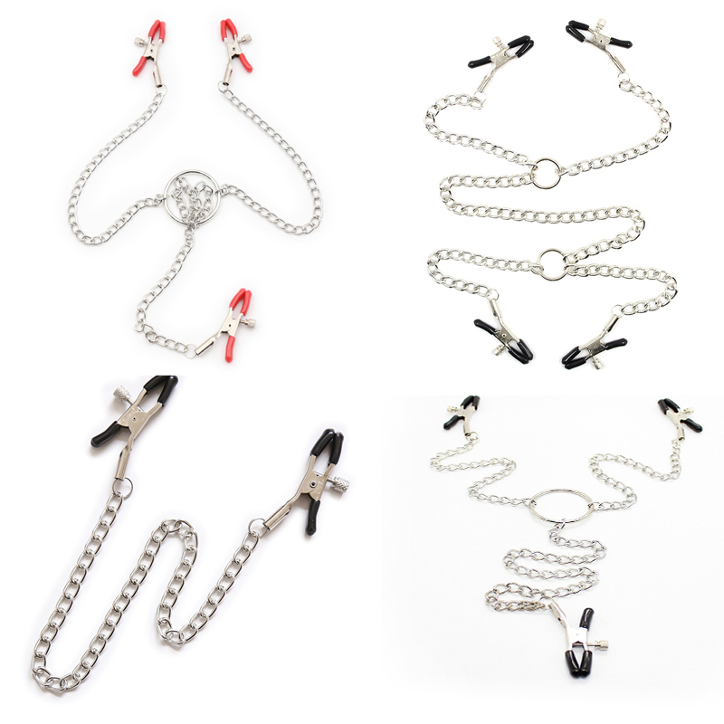 Nipple Clamps Pubic Lip Clips Spice Clingy Chain Milk Clips Alternative SM Toys Sadism Teaching Adults Supplies Women Toys-Taobao