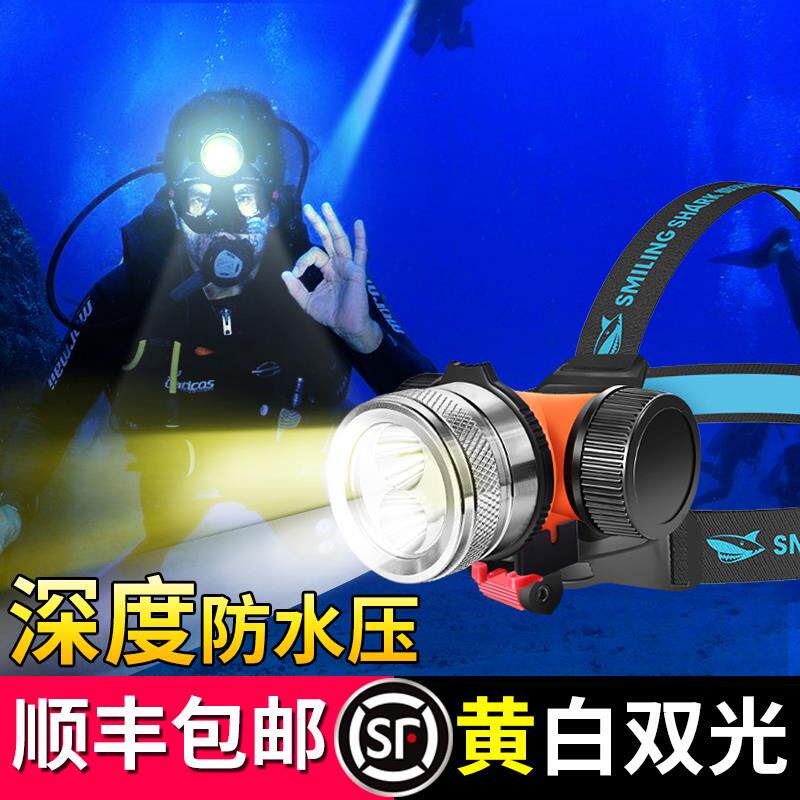 Diving headlight waterproof strong light charging night diving super bright professional imported underwater special flashlight head-mounted deep diving