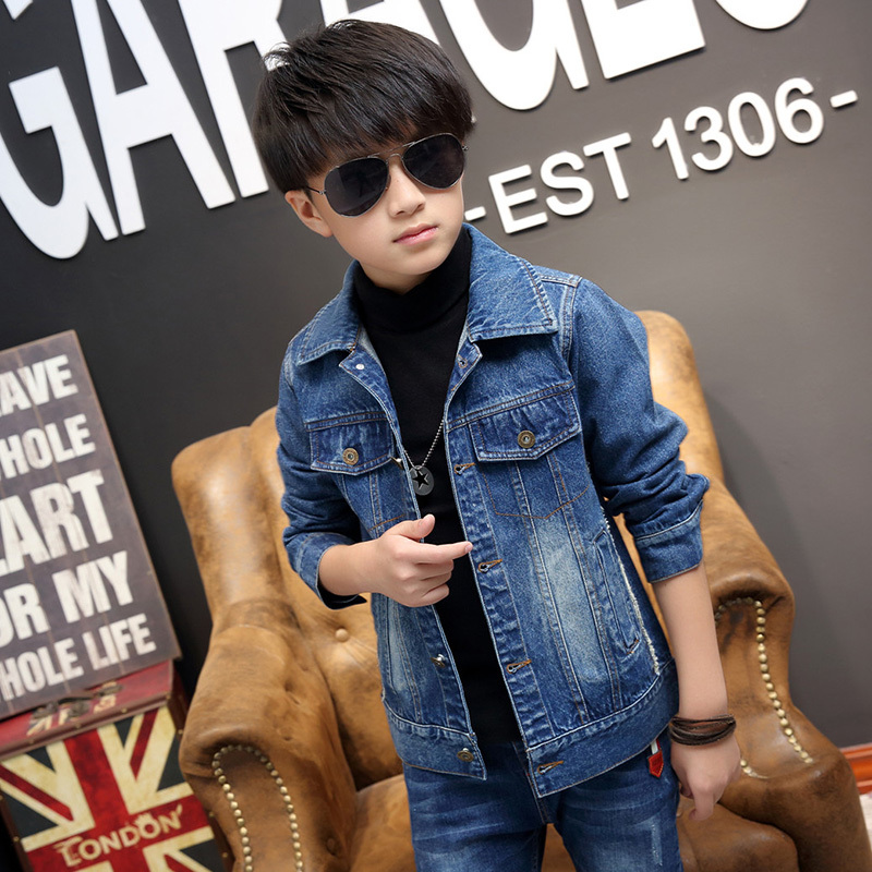 Boys' Spring and Autumn Denim Jacket, Stylish Children's Jacket for Boys Aged 4, 6, 7, 8, 9, 10, 11, and 12