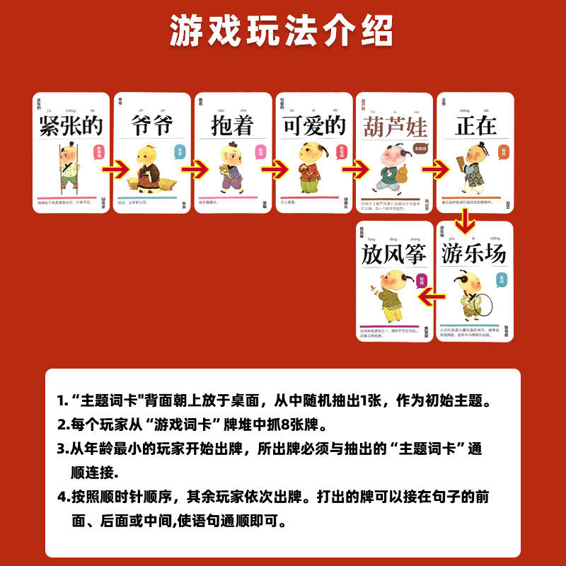 📚启蒙益智好帮手:连词成句卡牌游戏🎉-玩具挂图-淘宝好物网