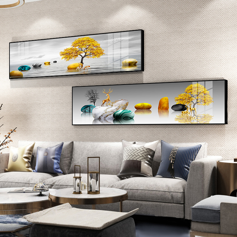 Modern living room sofa background wall decorative painting creative light luxury horizontal version hanging painting bedroom bedside mural simple atmosphere