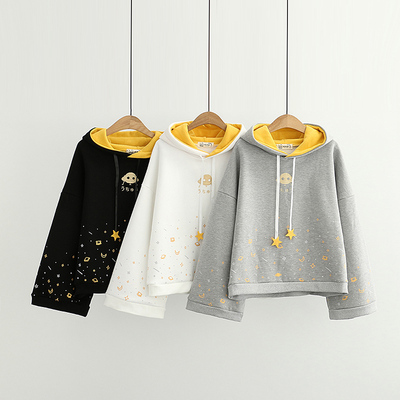 Японский короткий мегафон, утепленная толстовка для школьников и студентов, демисезонное утепленное термобелье, оверсайз