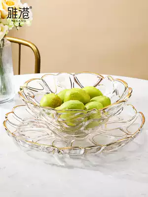 Net celebrity fruit plate Snack plate Candy jar Creative modern living room coffee table household Nordic crystal glass fruit basin