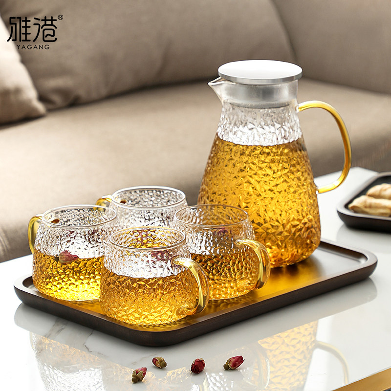 Hammer stripe with glass cup suit heat-resistant and transparent inwind cup of water cup for home with handle minimalist cup