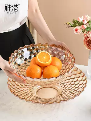 Net celebrity glass fruit plate Fruit plate modern living room household fruit basket creative Nordic crystal snack plate coffee table