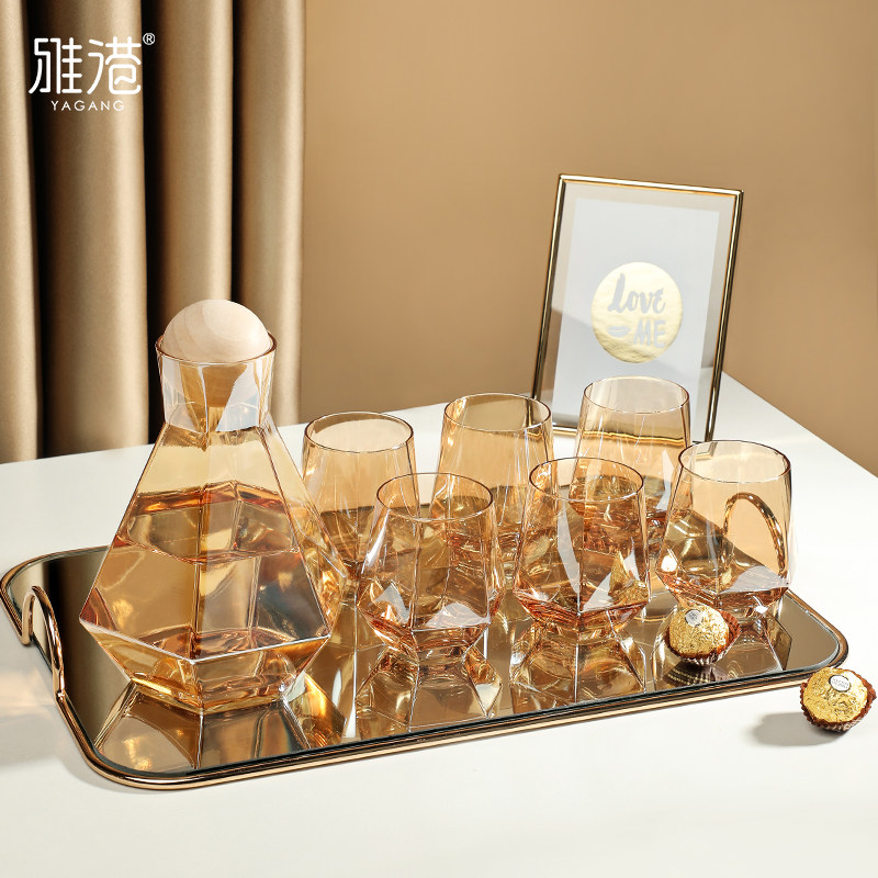 Heat-resistant diamond glass set home light luxury high temperature transparent living room drinking water cup milk juice tea cup