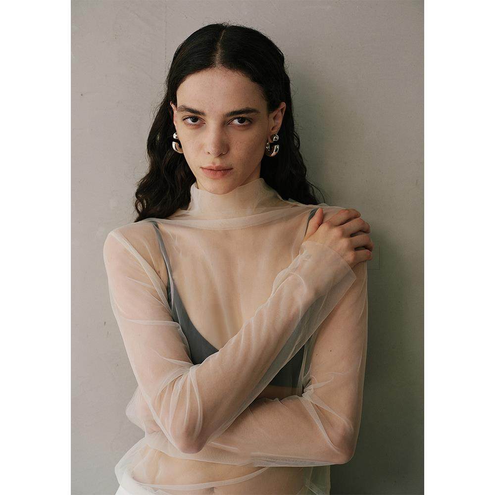 Женская осенне-зимняя рубашка с кружевным низом из французского тюля в стиле 