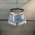 Mùa hè châu Âu 2020 eo cao đã mỏng và nhấn màu quần short denim rách rách nữ rộng rãi hoang dã chân rộng quần nóng - Quần jean Quần jean