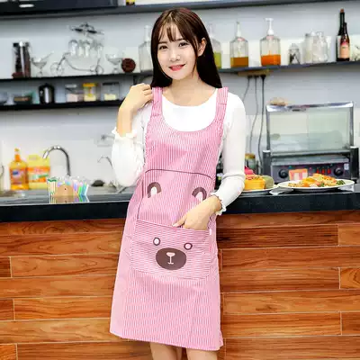 Apron household kitchen women's fashion overalls Korean version of cute sleeveless waist cooking waterproof and oil-proof adult overalls