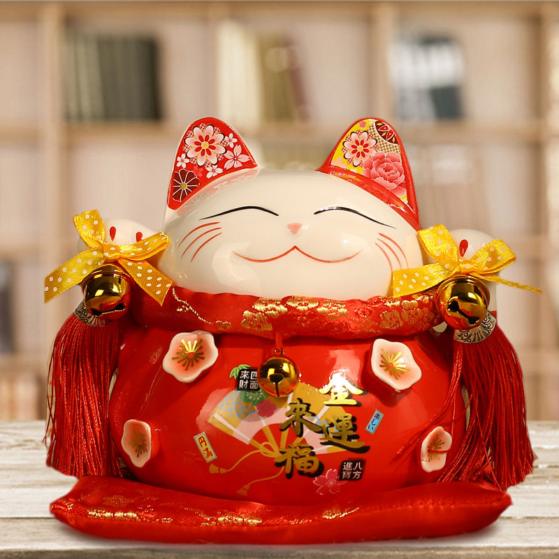 Lucky cat ornaments cute large, medium and small piggy bank ceramics Japanese store opening home decoration creative gifts