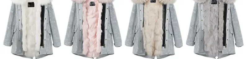 OZLANA Bunny Đồng thương hiệu Áo khoác lông trùm đầu Áo khoác lông dài giữa nữ Parka - Faux Fur