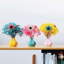Nordic style ceramic small vase living room light luxury dried flower creative decoration desktop mini flower arrangement small ornaments