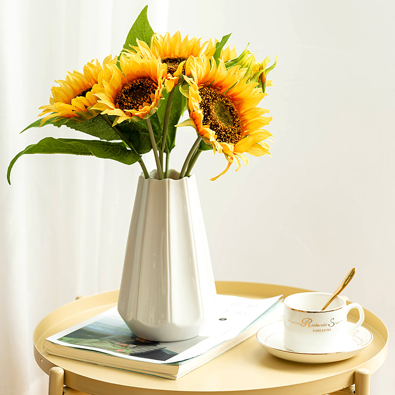 Sunflower Emulation Floral Dried Flower Ceramic Small Vase Swing room Flower Arrangement Nordic Floor Floor Decoration Table Pendulum
