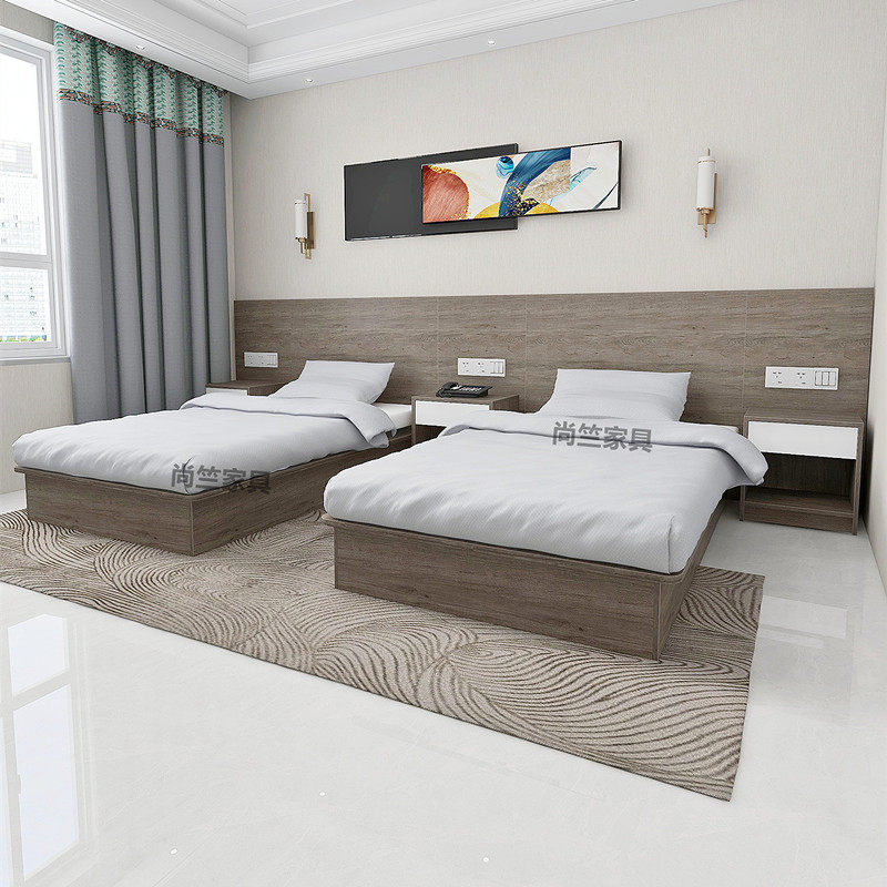 Minimalist Modern Hotel Furniture Interstandard Complete Wardrobe Custom Guesthouses Special Bed Private Accommodation Single Shoulder Apartment Double Bed