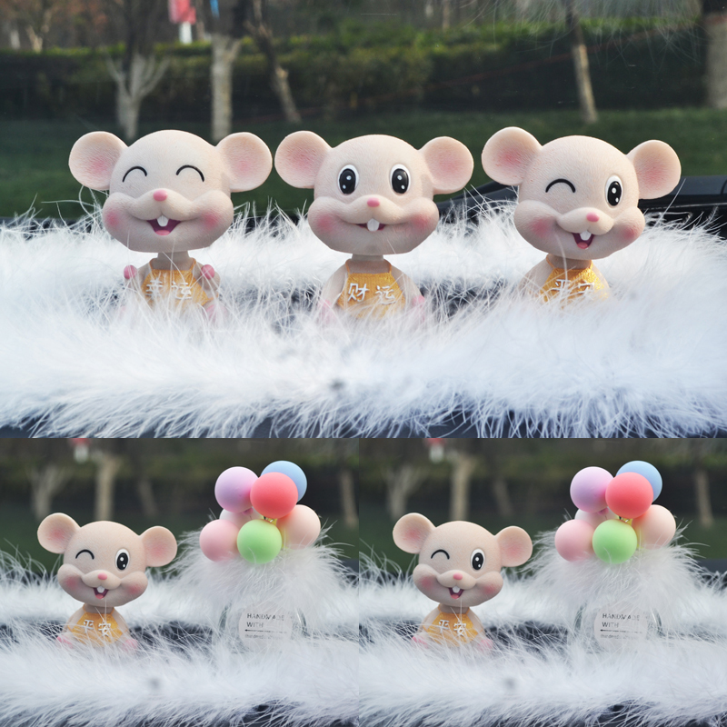 Crazy recommend jitsu red car swing head rock mouse cart car cartoon decorative car