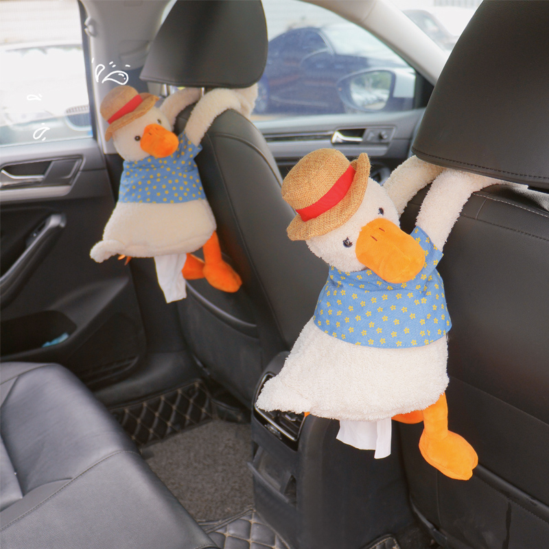 Car tissue box car paper bag cute refueling duck car armrest box chair back hanging car interior decoration supplies