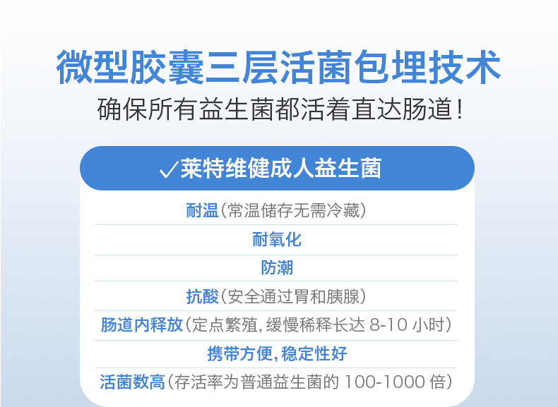 莱特维健调理肠胃成人益生菌粉胶囊60粒