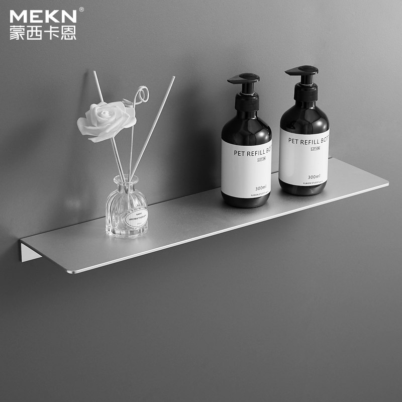 Bathroom one-word partition shelf makeup room storage shelf wall-mounted space aluminum mirror front storage dressing table without punching