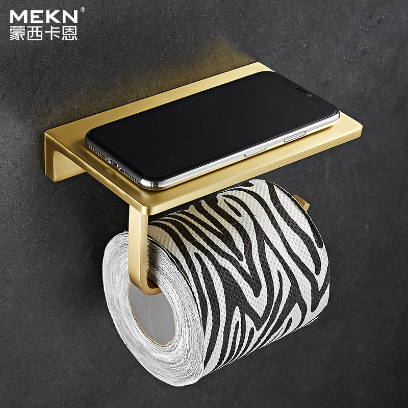 Nordic Full Copper Toilet Paper Rack Rolls Toilet Paper Rack Makeup Room Gold Phone Shelve Free Wall-mounted Brass Paper Towel Rack