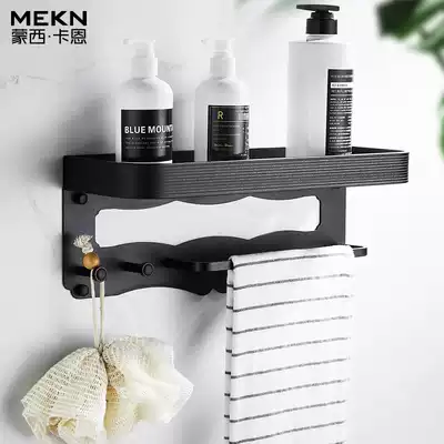 Powder room rack wall-mounted towel with adhesive hook tremble sound with European multifunctional bathroom storage layer rack-free hole