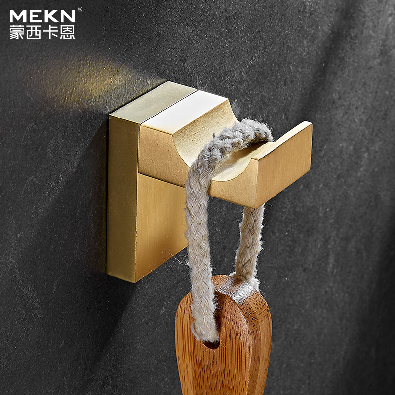 Nordic Brass Minimalist Wire Drawing Gold Hook Cloister Hood Wall Cloister Bedroom Wall Xuan Guan Hanger Hook Bathroom Hang