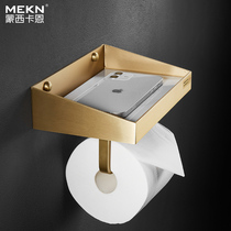Brass Toilet Roll Holder Wire Drawing Gold Hand Paper Rack Marble Toilet Wall-mounted Paper Towel Rack Free of Nordic