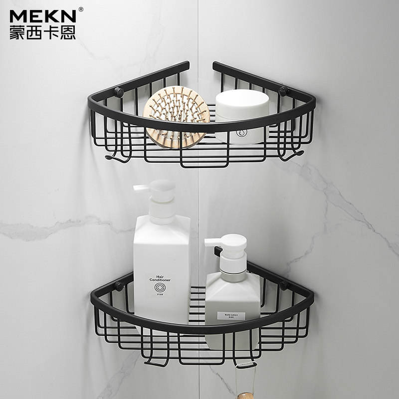 304 stainless steel triangular double layer corner basket with storage floor holder toilet bathroom corner basket corner rack make-up room net basket