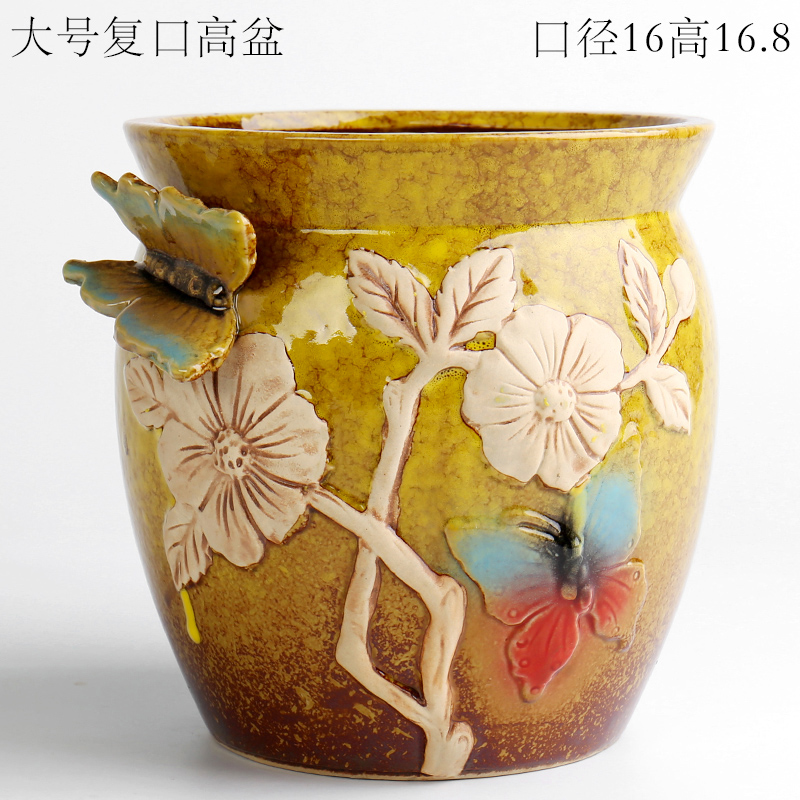 Butterfly furnishing articles of large diameter high cliff old black mage, fleshy running the green flowerpot ceramic landscape the plants potted the plants