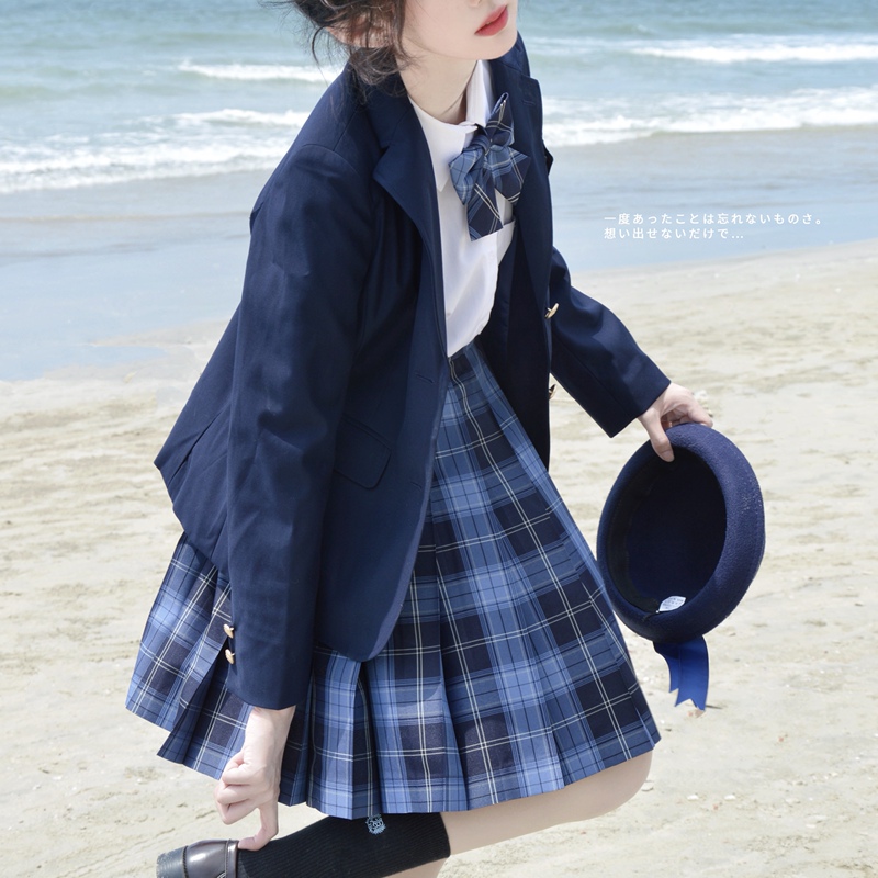 Dokiboom【Gonritani Style】18 Pleats Jk Plaid Skirt Original Blue Plaid Student Uniform Skirt【In Stock】