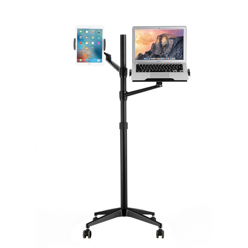 Lifting floor notebook computer table bracket lazy mobile phone IPAD PRO tablet bracket sofa bracket standing lift multi-function dual-screen combination aluminum alloy workbench