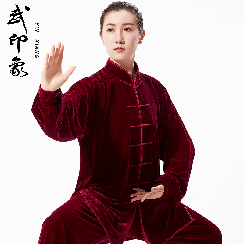 Golden Velvet Tai Chi Womens Fair Fashion Thicks Tai Chi Fist Coach Female Winter Tai-ji Training Costume Male