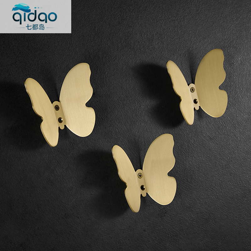 Copper brushed gold coat hook row butterfly hook door rear porch coat hook wall-mounted coat rack creative coat hook Nordic coat hook