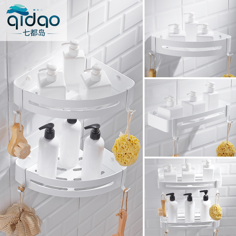Bathroom shelves free punching triangle basket white Nordic corner rack storage supplies hanging wall multi-layer corner rack