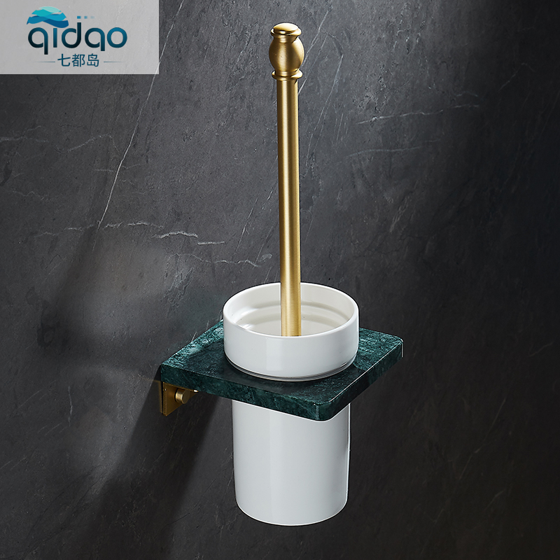 Light luxury brass drawn toilet brush package free punched marble makeup room wash toilet brush cleaning brush household