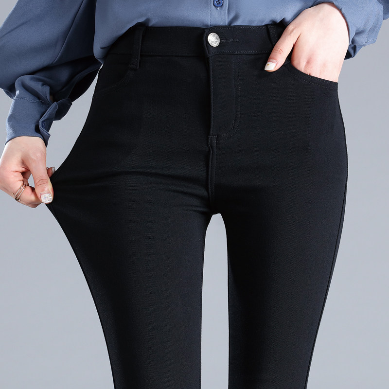 Black leggings women's outerwear spring and autumn 2022 new high waist slimming elastic feet pencil black pants women