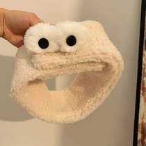 New Cute Eyes Wide Edge Bouquet With Adjustable Wash Face Special Plush Hair Band Woman Coated Face Film Hair Stirrup Cartoon