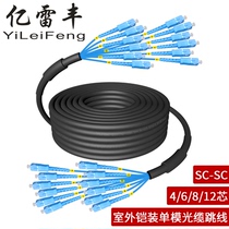 Yileifeng outdoor finished armored optical cable 2-core 4-core 6-core 8-core 12-core overhead splicing-free outdoor optical fiber cable network cable SC LC FC ST four-core single-mode fiber jumper GYXTW