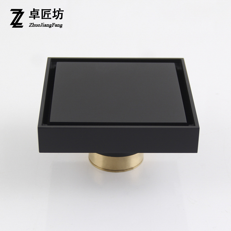 Full copper make-up room thickened square deep water seal concealed floor drain 10cm deodorant side drain Invisible Floor Drain