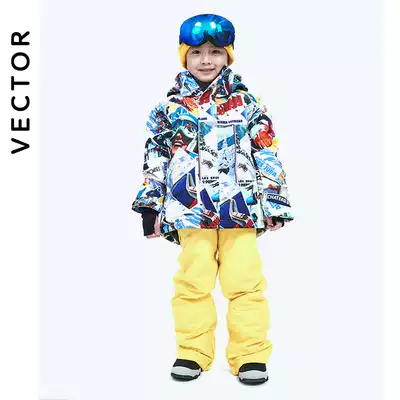 VECTOR children's ski clothes set Boys thick warm ski pants snowboarding equipment full winter