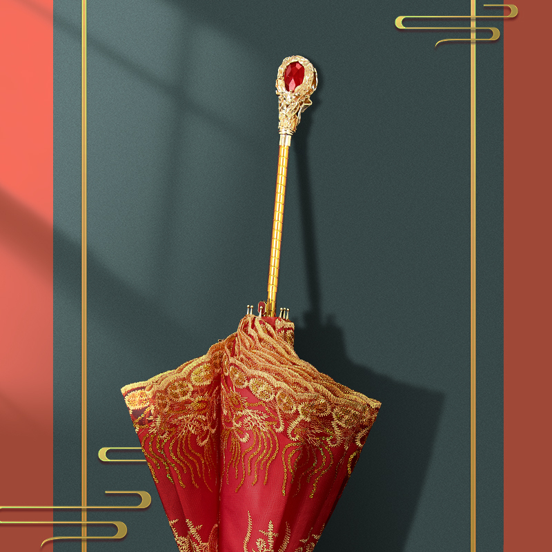 Wedding Red Umbrella, Bridal Umbrella, Chinese-Style Wedding Umbrella, Red Wedding Umbrella for Going Out, Dowry Red Umbrella, Light Luxury Wedding Umbrella