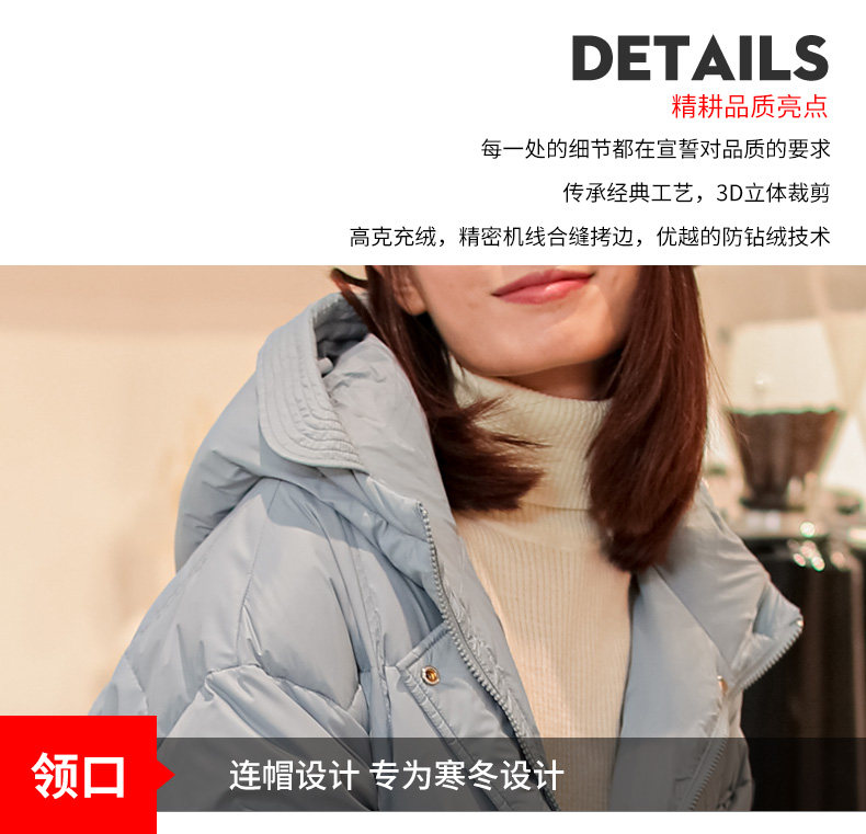 Y雅鹿 女士 长款廓形 蝴蝶绣花羽绒服 图6