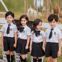 Summer new college style pure cotton short-sleeved shirt primary school school uniform suit kindergarten garden uniform graduation photo class uniform