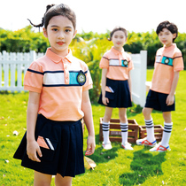 Kindergarten garden clothes summer clothes short-sleeved pure cotton school uniform set Primary school students college style childrens summer class clothes sportswear