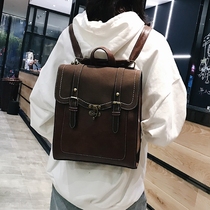 High school student bag female retro English backpack bag 2021 new leather large capacity Moren College backpack